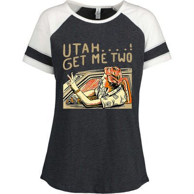 Utah Get Me Two 1980s Movie Quote Enza Ladies Jersey Colorblock Tee