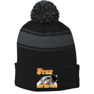 Utah Get Me Two Stripe Pom Pom Beanie