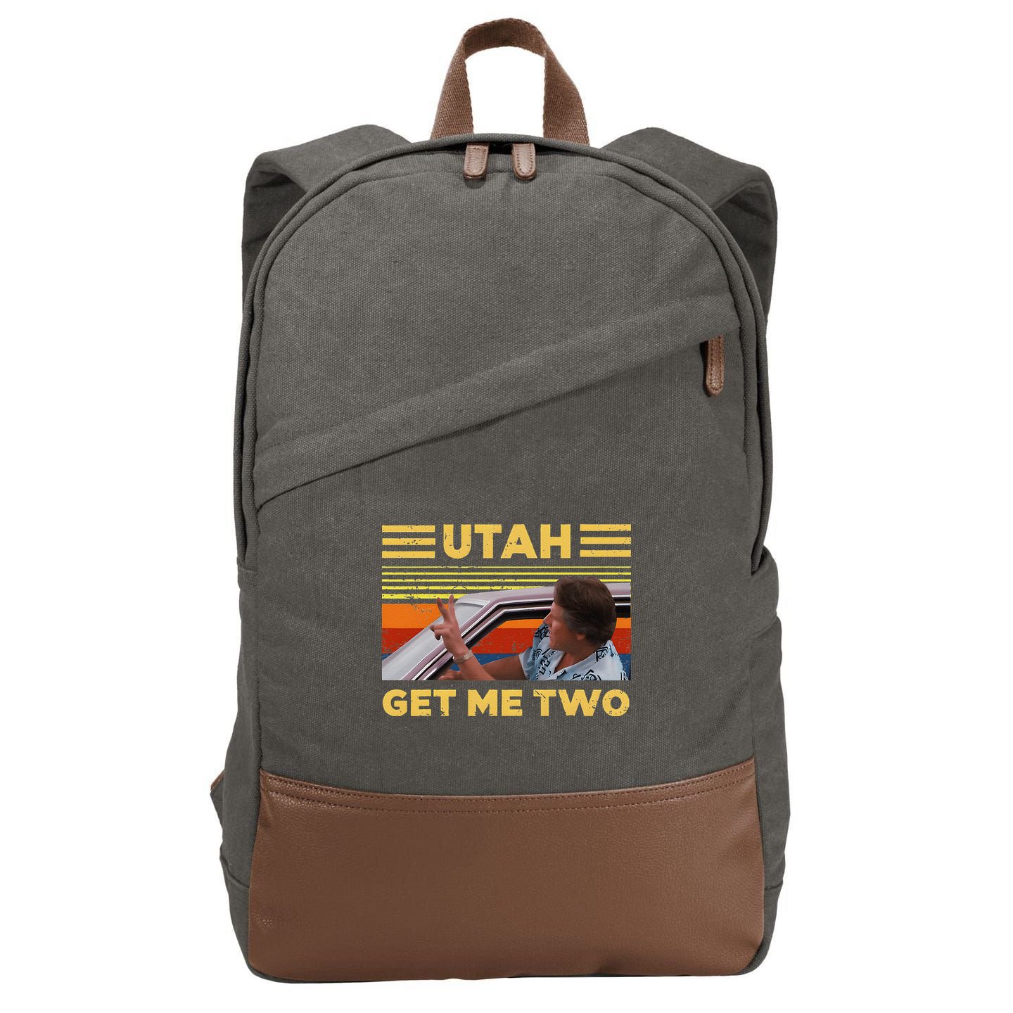 Utah Get Me Retro Two Vintage Funny Cotton Canvas Backpack