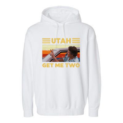 Utah Get Me Retro Two Vintage Funny Garment-Dyed Fleece Hoodie