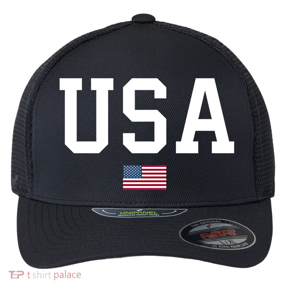 Usa Gift Patriotic American Flag July 4th Gift Flexfit Unipanel Trucker Cap