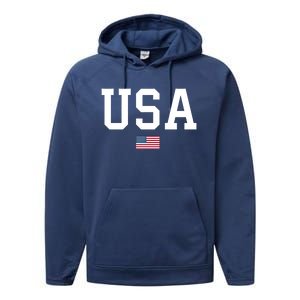 Usa Gift Patriotic American Flag July 4th Gift Performance Fleece Hoodie