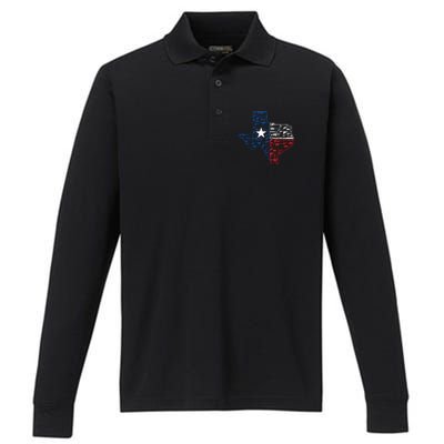 Usa Guns Patriotic Texan America Texas Performance Long Sleeve Polo