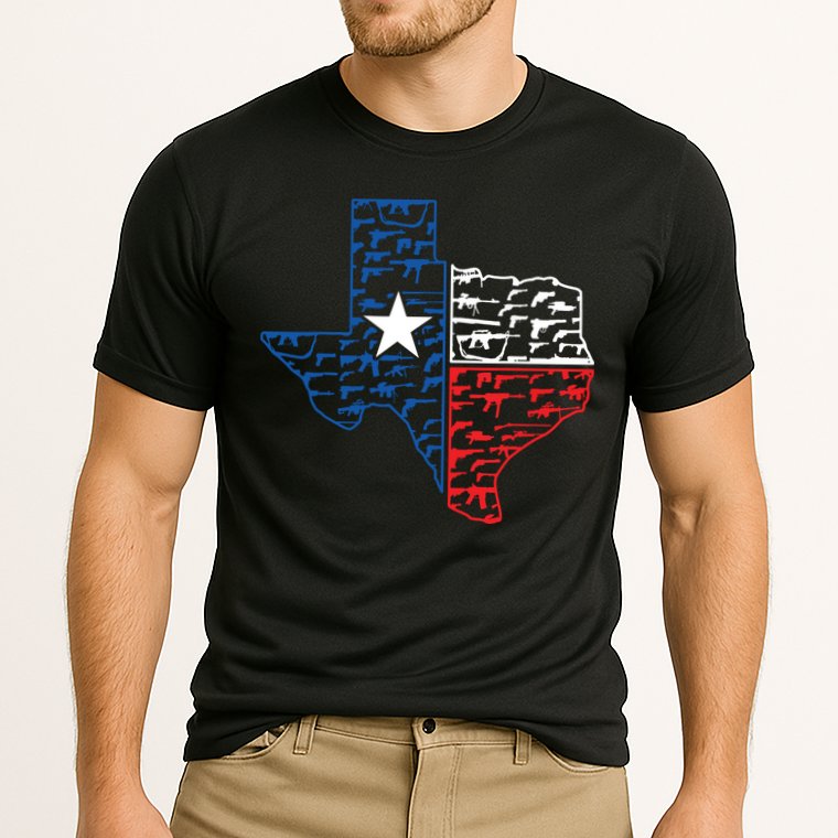 Usa Guns Patriotic Texan America Texas Cooling Performance Crew T-Shirt