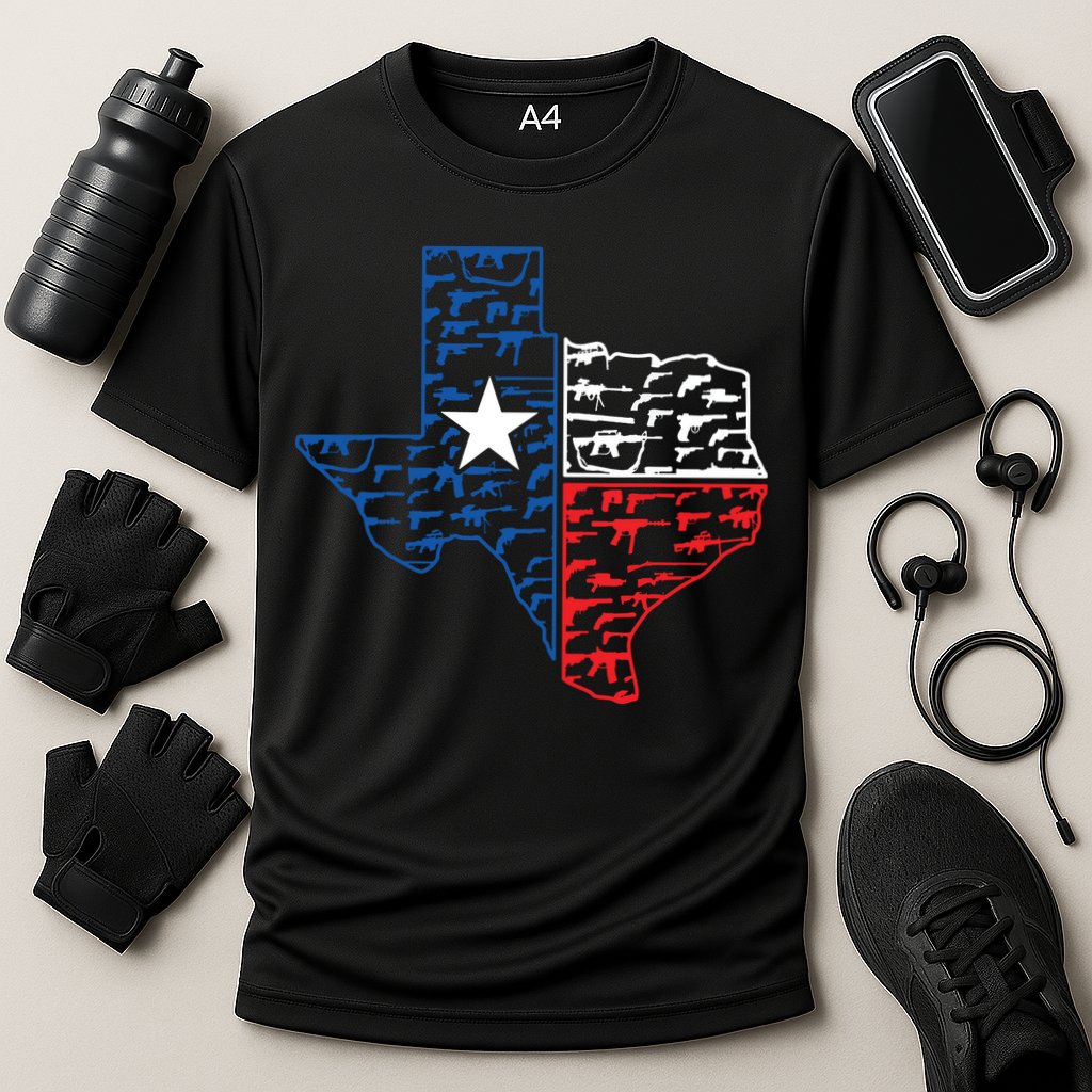 Usa Guns Patriotic Texan America Texas Cooling Performance Crew T-Shirt