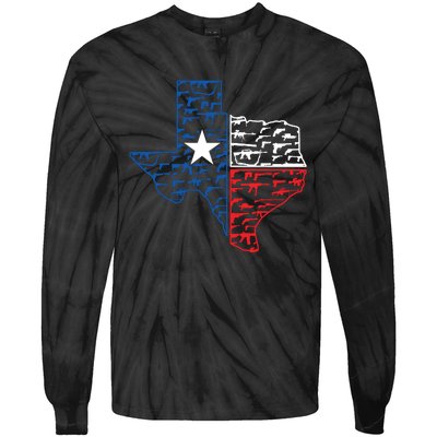 Usa Guns Patriotic Texan America Texas Tie-Dye Long Sleeve Shirt