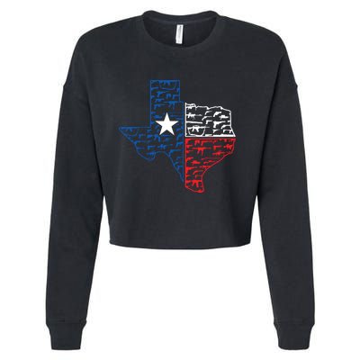 Usa Guns Patriotic Texan America Texas Cropped Pullover Crew