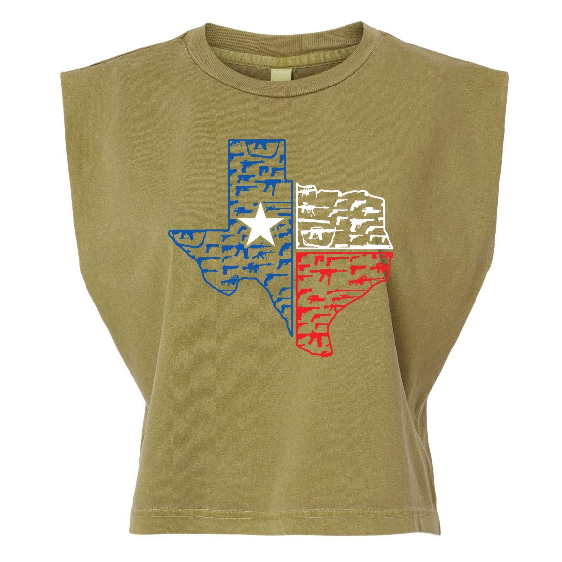 Usa Guns Patriotic Texan America Texas Garment-Dyed Women's Muscle Tee