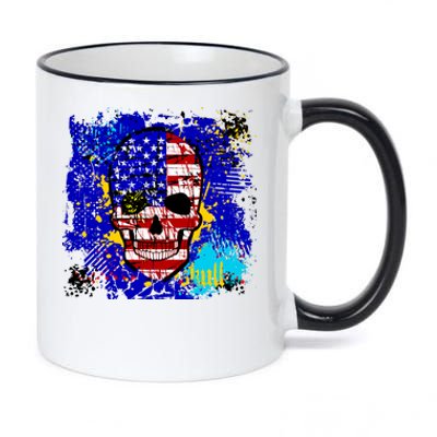 USA Grunge Skull 11oz Black Color Changing Mug