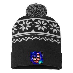 USA Grunge Skull USA-Made Snowflake Beanie