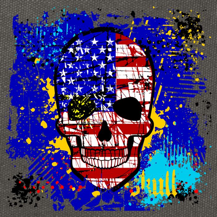 USA Grunge Skull Cotton Canvas Backpack