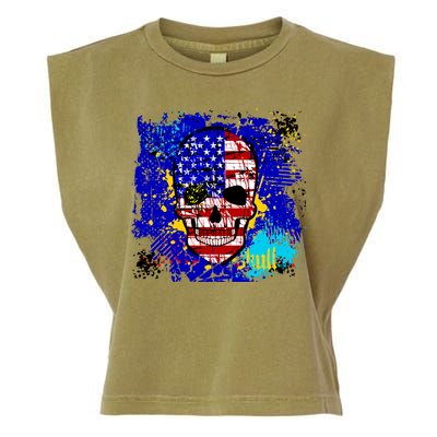 USA Grunge Skull Garment-Dyed Women's Muscle Tee