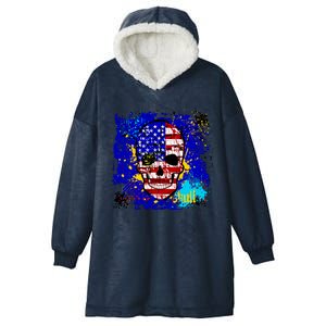 USA Grunge Skull Hooded Wearable Blanket