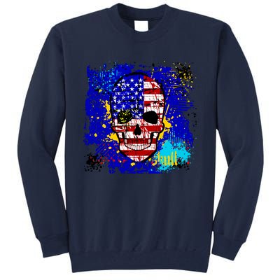 USA Grunge Skull Tall Sweatshirt