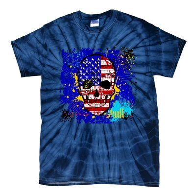 USA Grunge Skull Tie-Dye T-Shirt