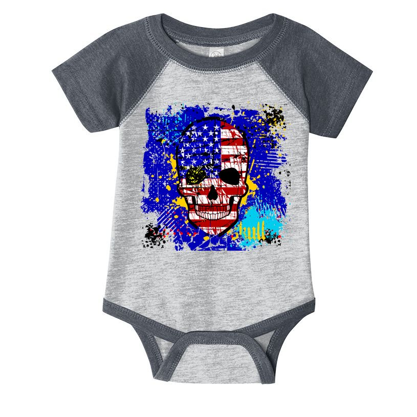 USA Grunge Skull Infant Baby Jersey Bodysuit