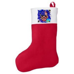 USA Grunge Skull Felt Holiday Christmas Stocking