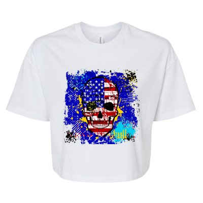 USA Grunge Skull Bella+Canvas Jersey Crop Tee