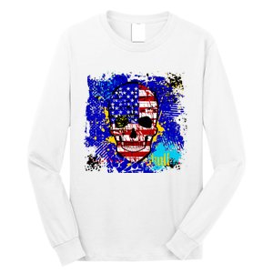 USA Grunge Skull Long Sleeve Shirt