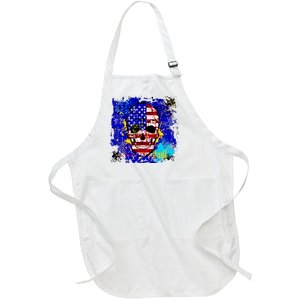 USA Grunge Skull Full-Length Apron With Pockets