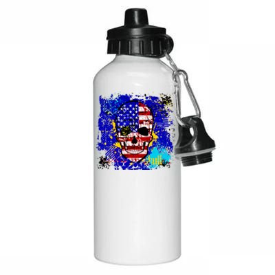 USA Grunge Skull Aluminum Water Bottle