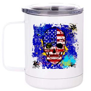 USA Grunge Skull 12 oz Stainless Steel Tumbler Cup