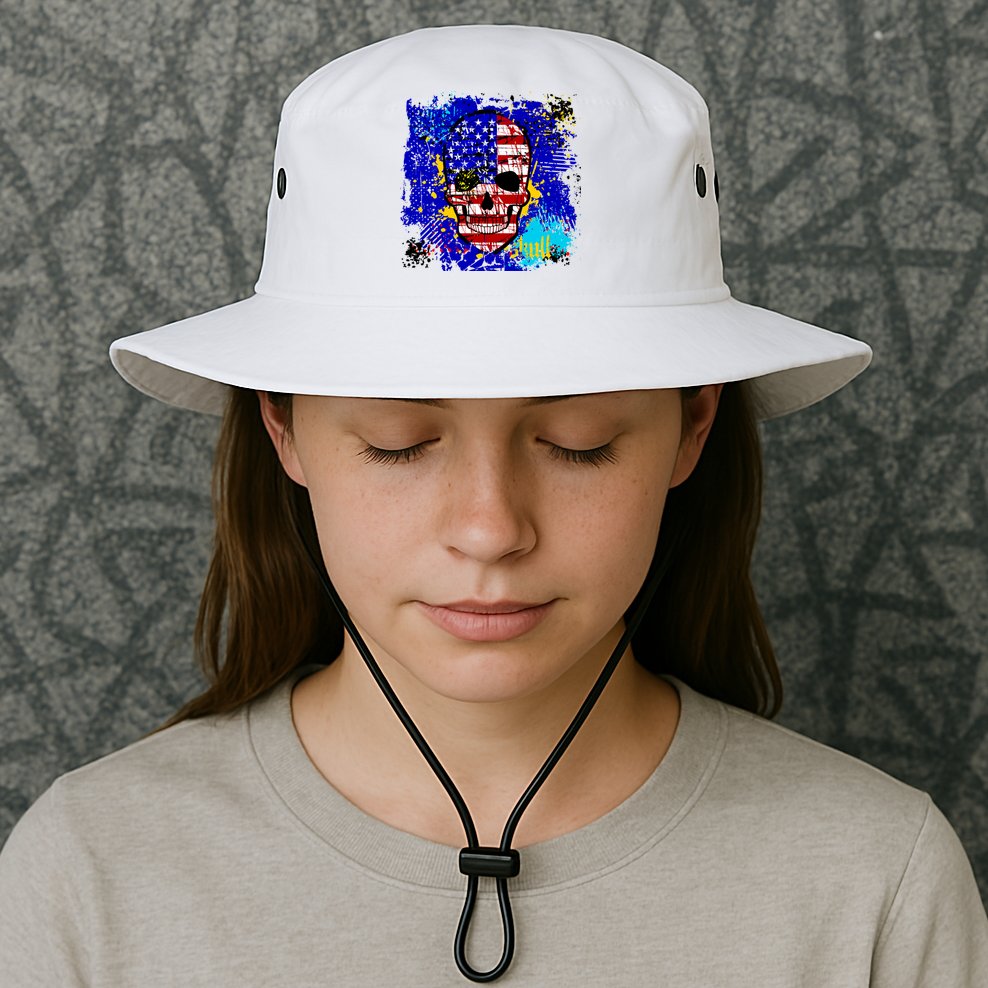 USA Grunge Skull Bucket Hat