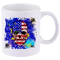 USA Grunge Skull 11oz C Handle Ceramic Mug