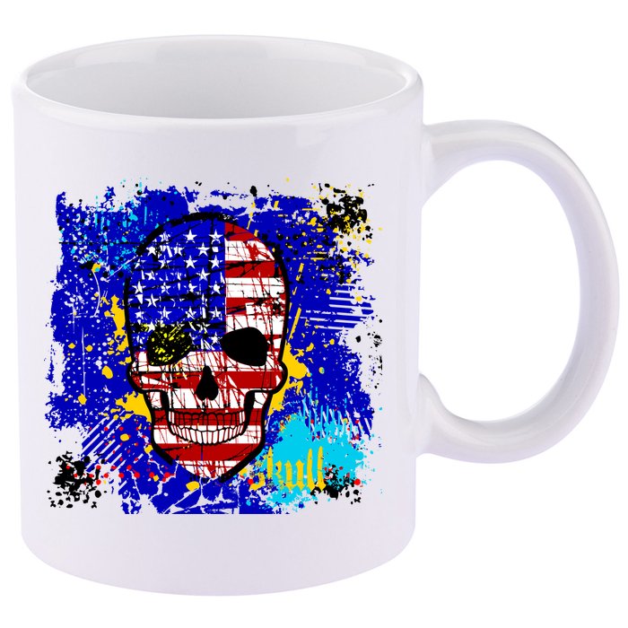 USA Grunge Skull 11oz C Handle Ceramic Mug