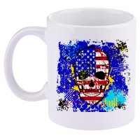 USA Grunge Skull 11oz C Handle Ceramic Mug