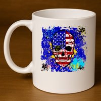 USA Grunge Skull 11oz C Handle Ceramic Mug