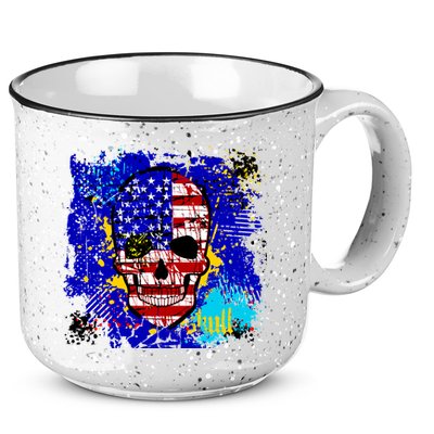 USA Grunge Skull 15oz Campfire Ceramic Mug