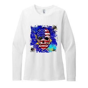 USA Grunge Skull Womens CVC Long Sleeve Shirt