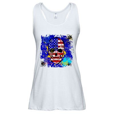 USA Grunge Skull Ladies Essential Flowy Tank