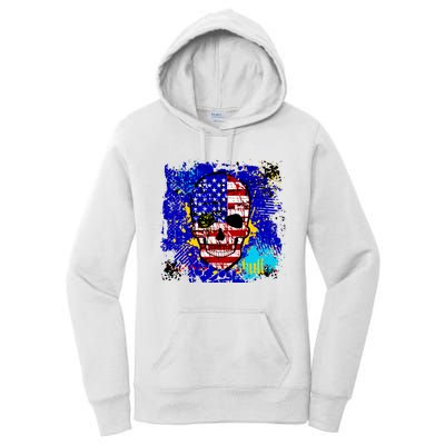 USA Grunge Skull Women's Pullover Hoodie