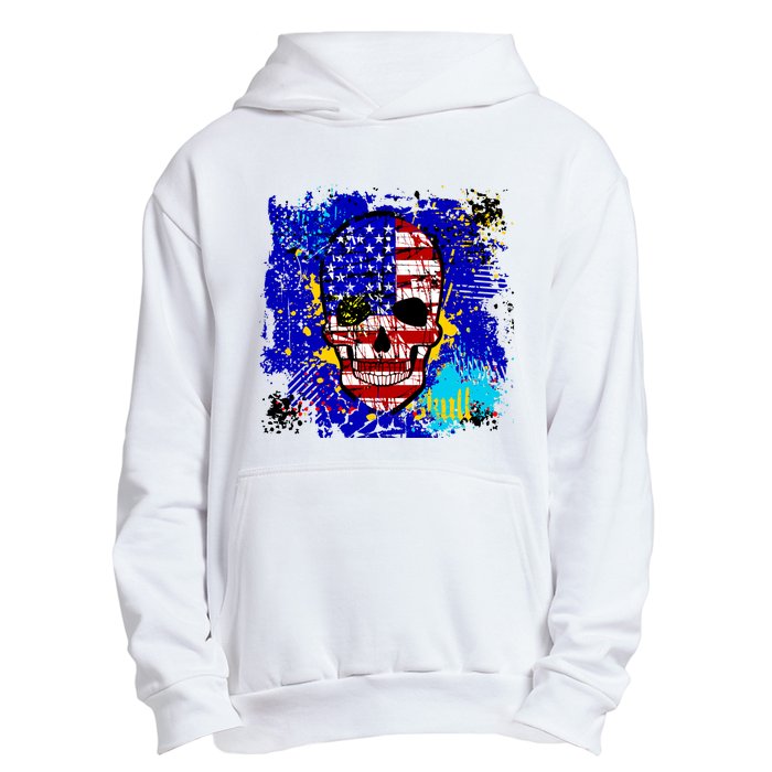 USA Grunge Skull Urban Pullover Hoodie