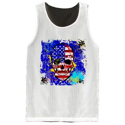 USA Grunge Skull Mesh Reversible Basketball Jersey Tank