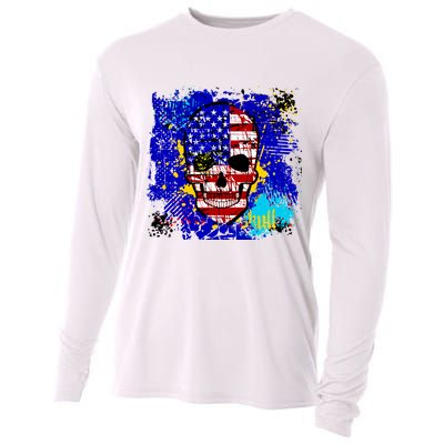 USA Grunge Skull Cooling Performance Long Sleeve Crew