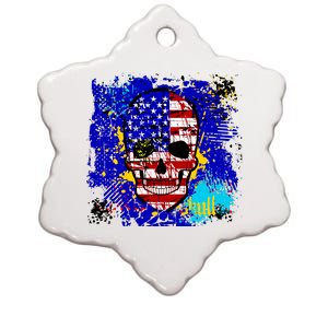 USA Grunge Skull Ceramic Star Ornament