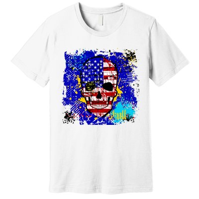 USA Grunge Skull Premium T-Shirt