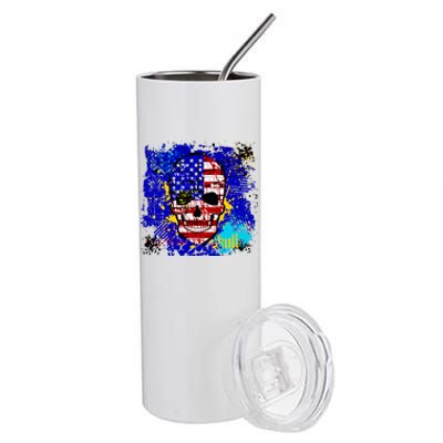 USA Grunge Skull Stainless Steel Tumbler