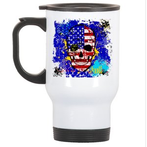 USA Grunge Skull Stainless Steel Travel Mug