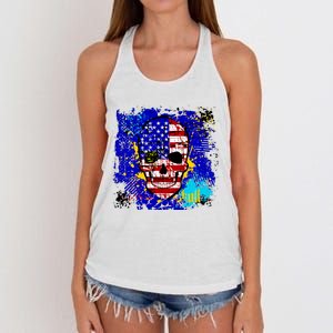 USA Grunge Skull Women's Knotted Racerback Tank