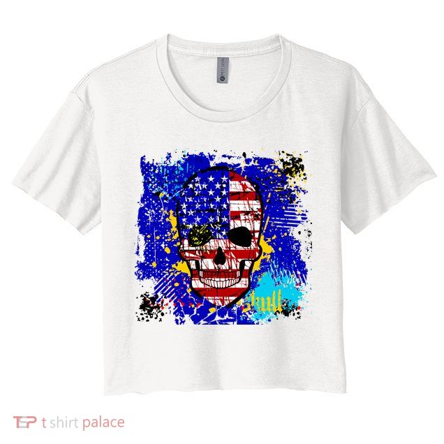 USA Grunge Skull Crop Top