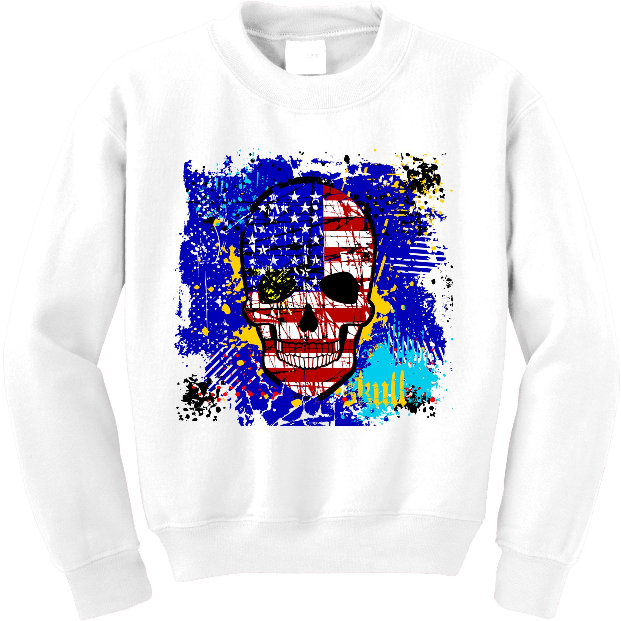 USA Grunge Skull Kids Sweatshirt