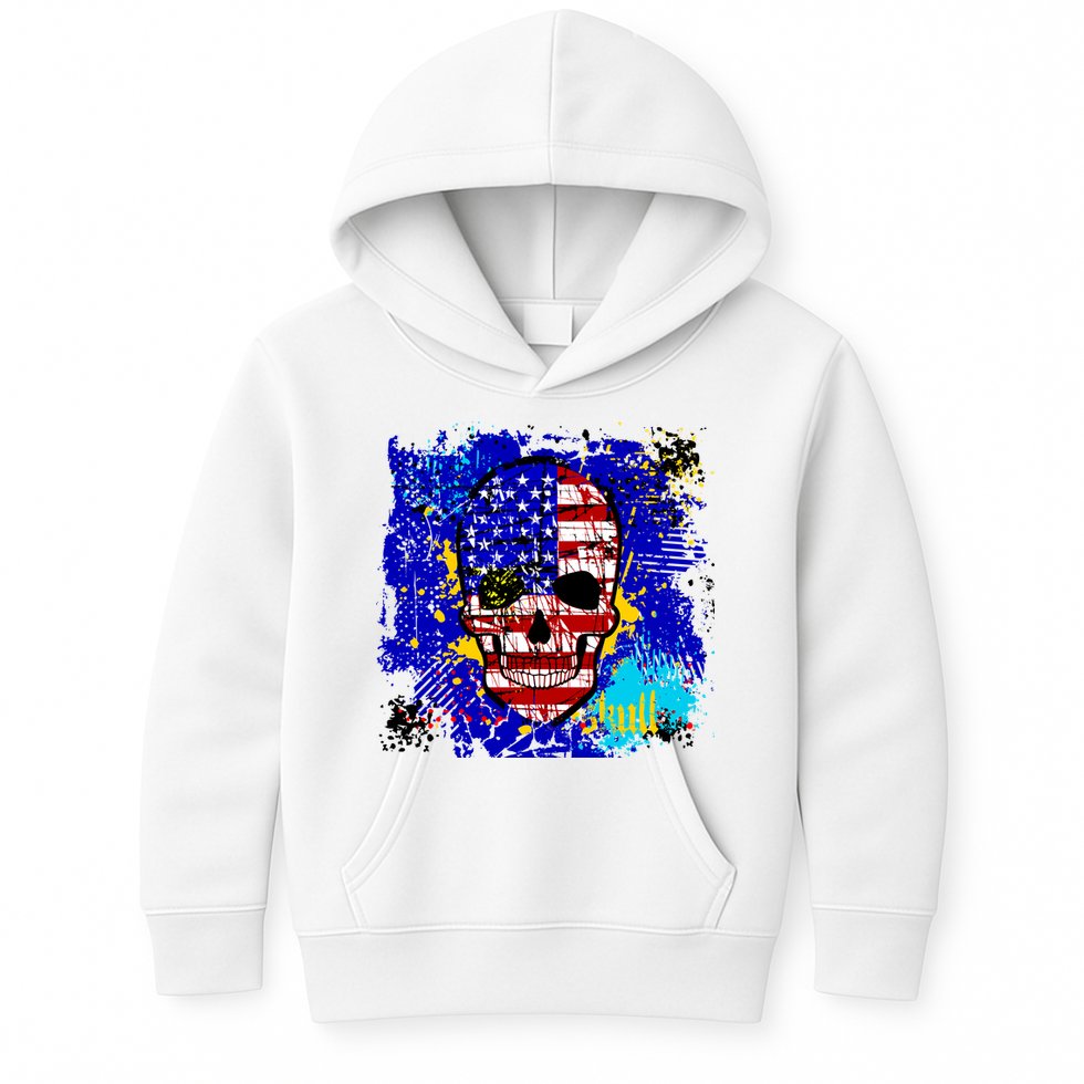 USA Grunge Skull Kids Hoodie