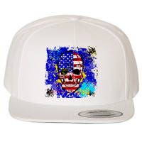 USA Grunge Skull Wool Snapback Cap