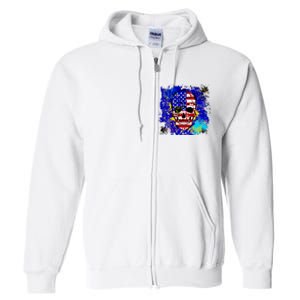 USA Grunge Skull Full Zip Hoodie