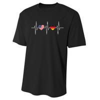 USA Germany Shirts Heartbeat America German Flag Heart Performance Sprint T-Shirt