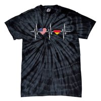 USA Germany Shirts Heartbeat America German Flag Heart Tie-Dye T-Shirt